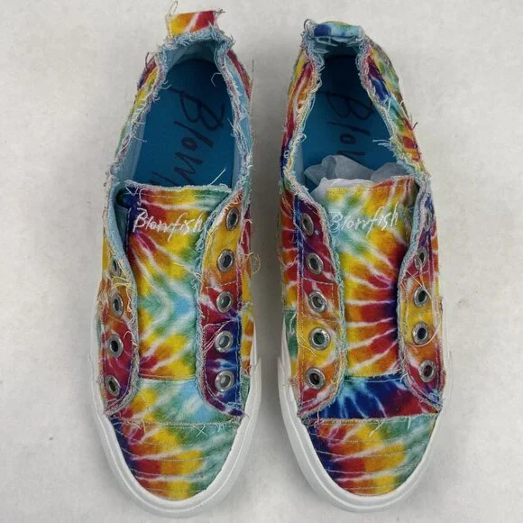 Blowfish Malibu Womens Size 8 Rainbow Tie Dye Play Sneakers Slip On Canvas - Picture 6 of 12